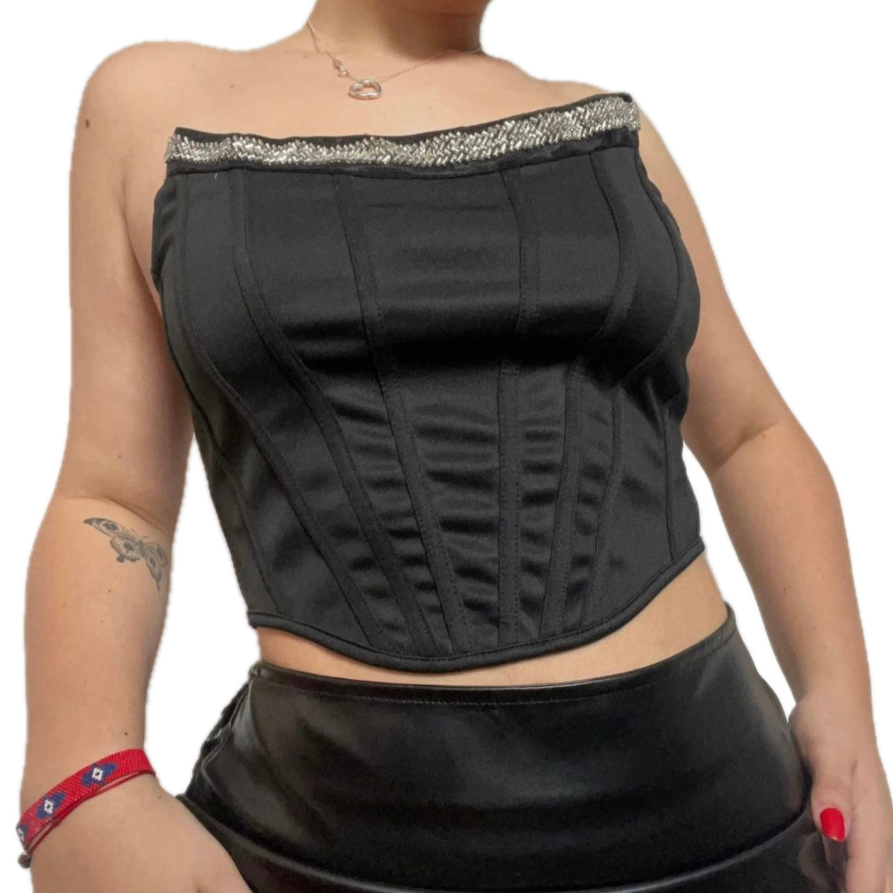 Corset Black Top Beads