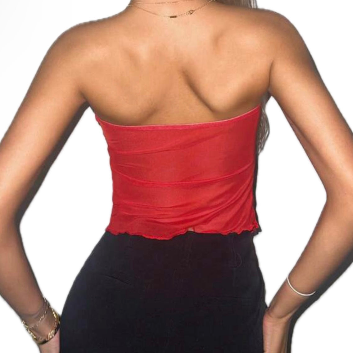 Red Flowy Tube Top
