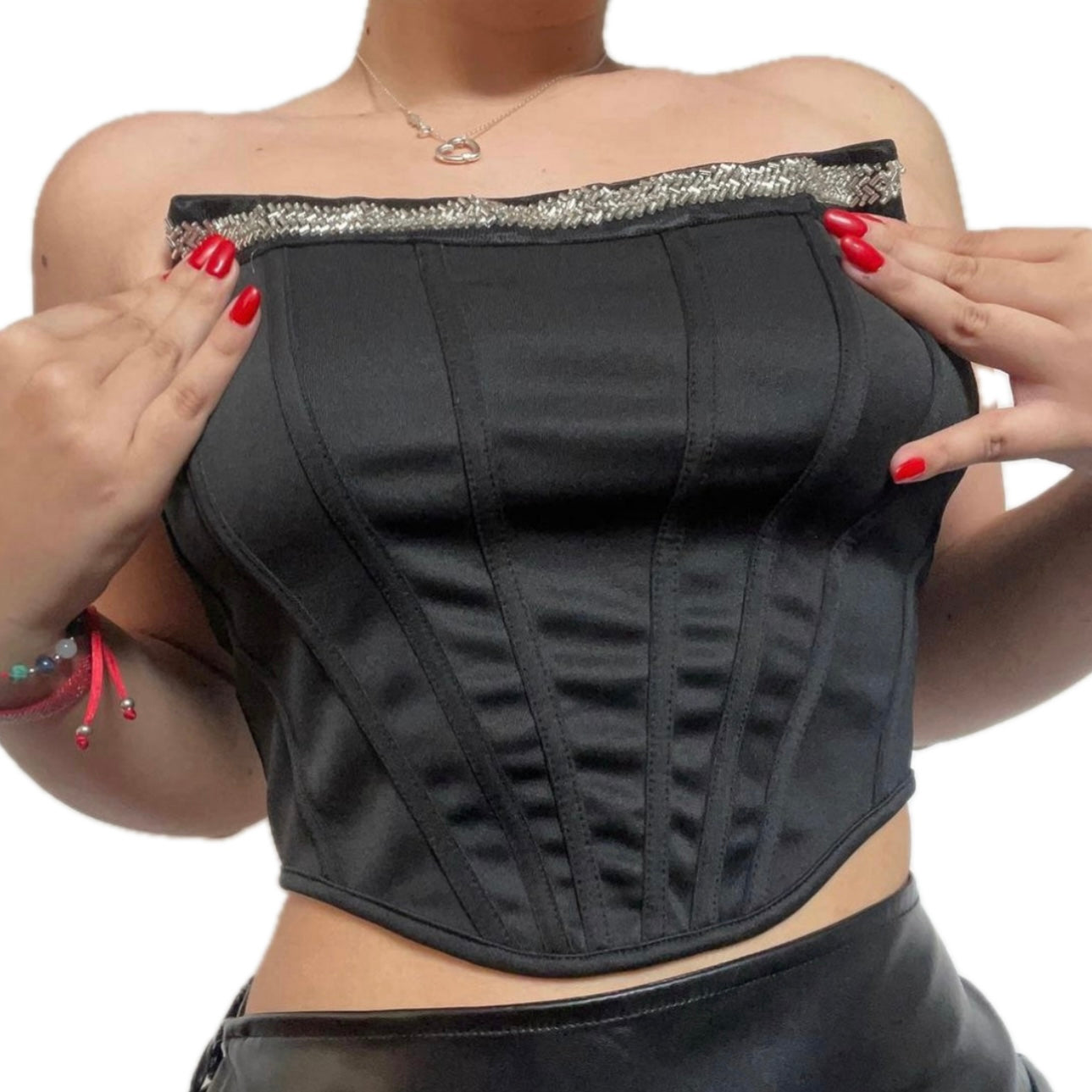 Corset Black Top Beads
