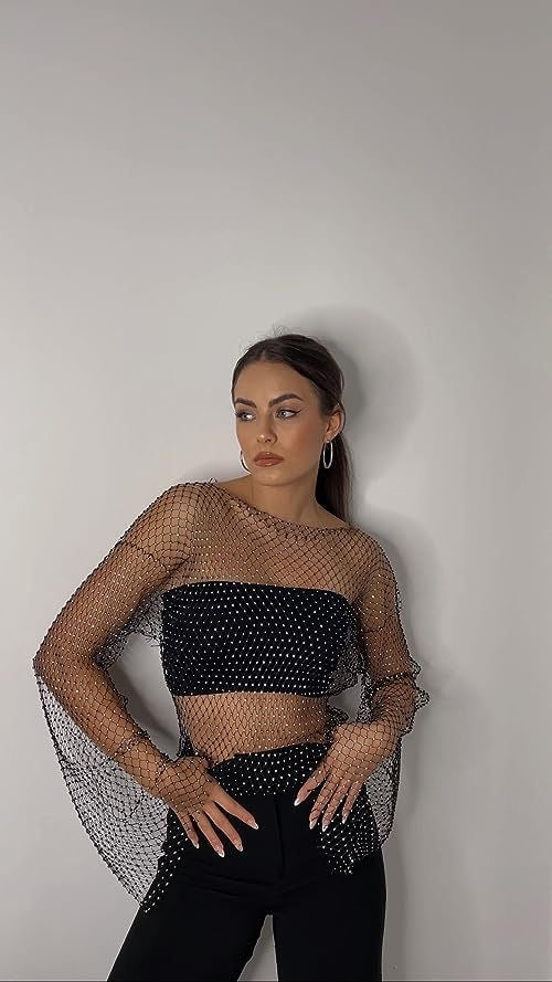 Rhinestones Net Top