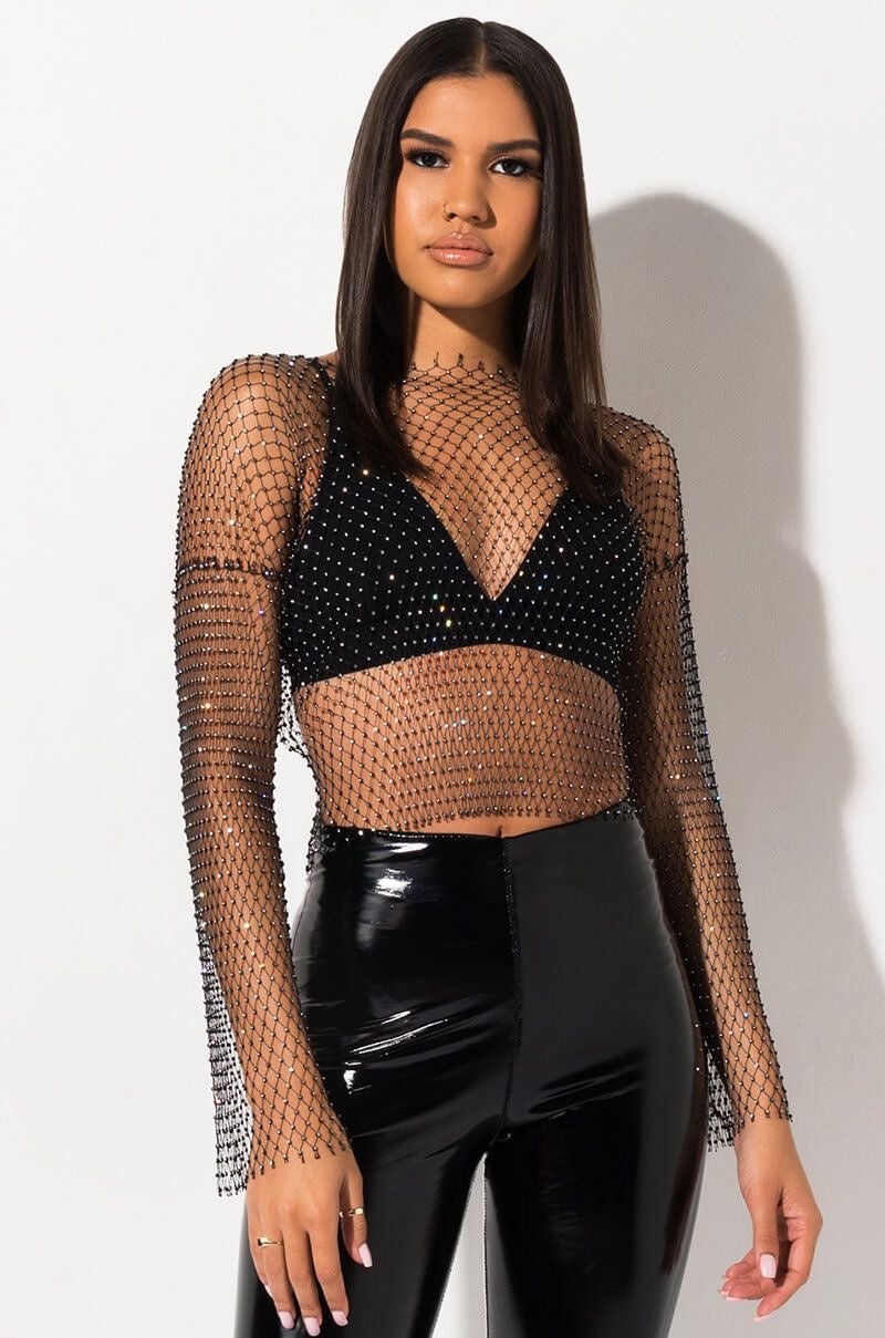Rhinestones Net Top