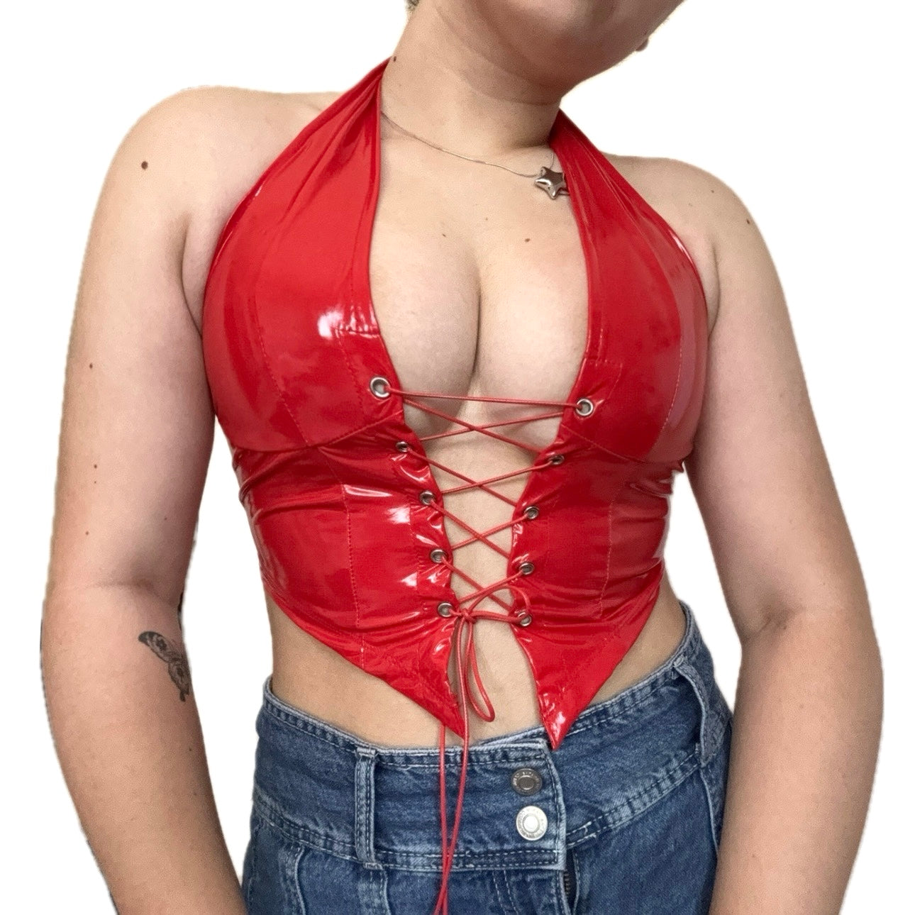 Latex Black Halter Top