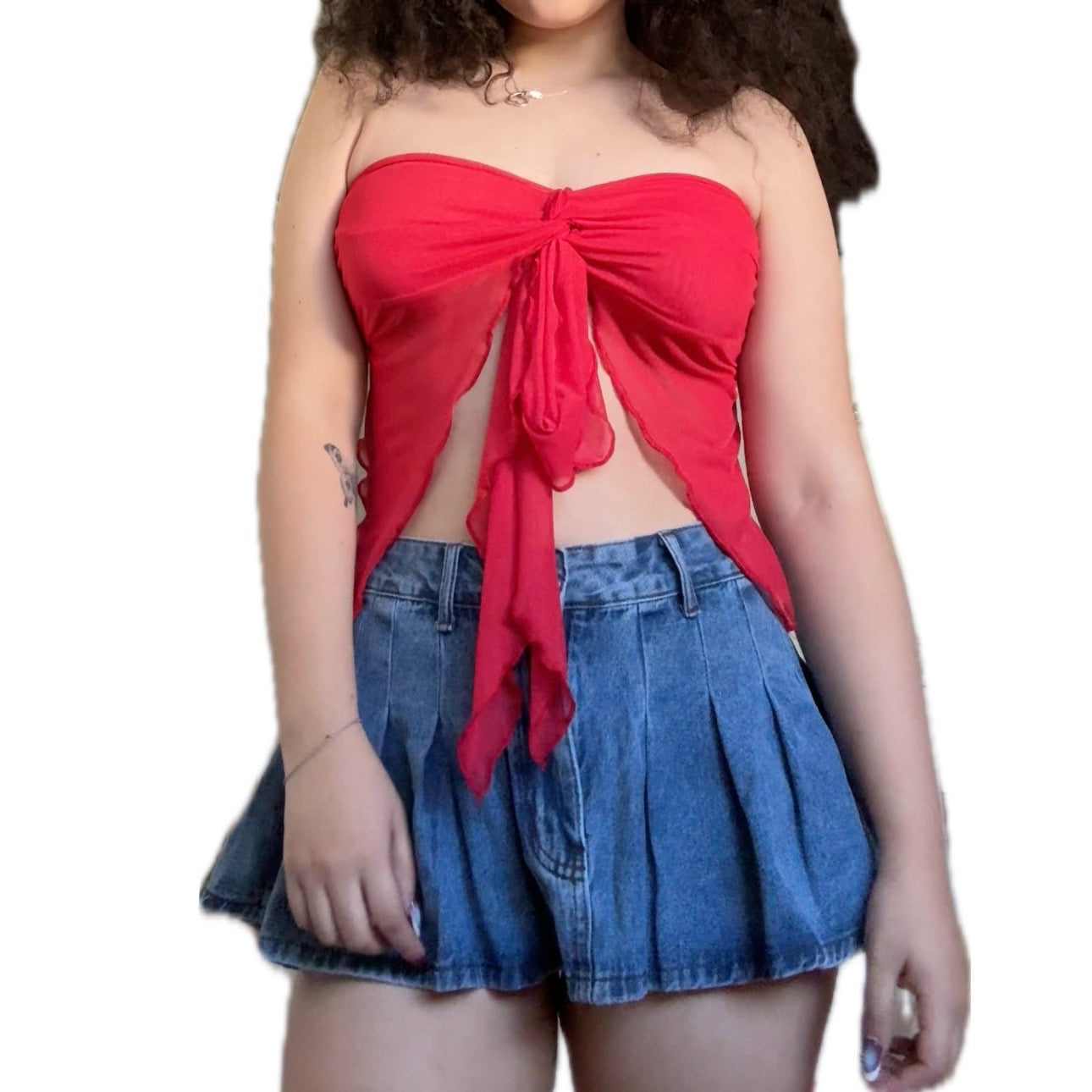 Red Flowy Tube Top