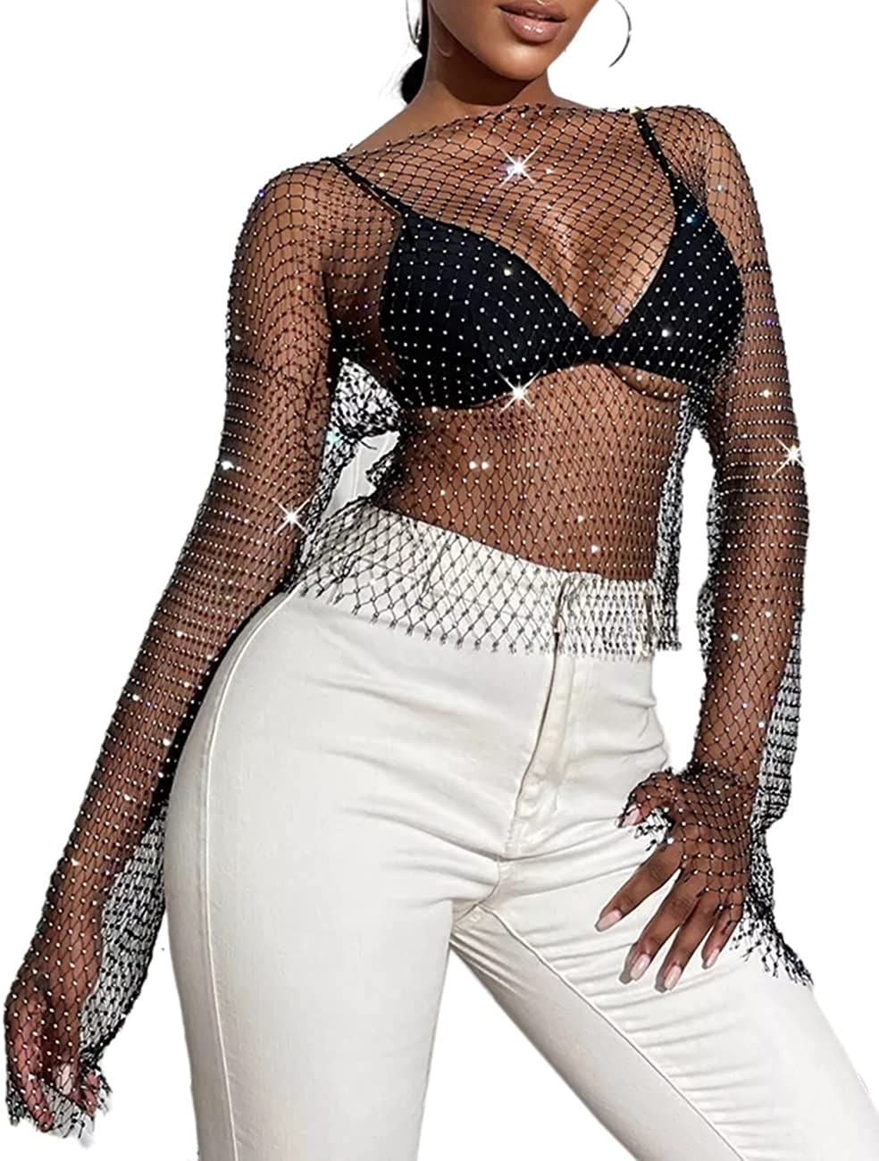 Rhinestones Net Top