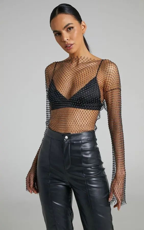 Rhinestones Net Top