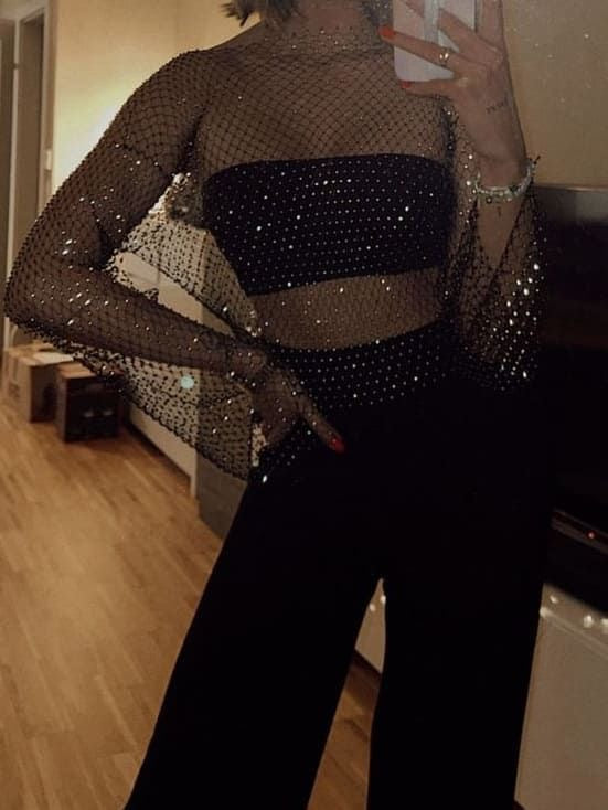 Rhinestones Net Top