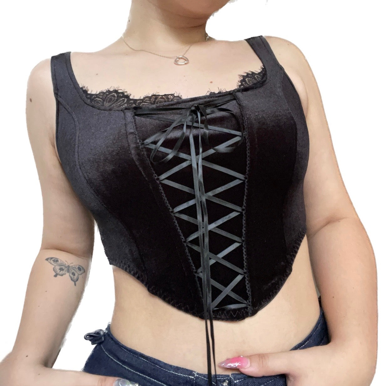 Black Corset Top Velvet