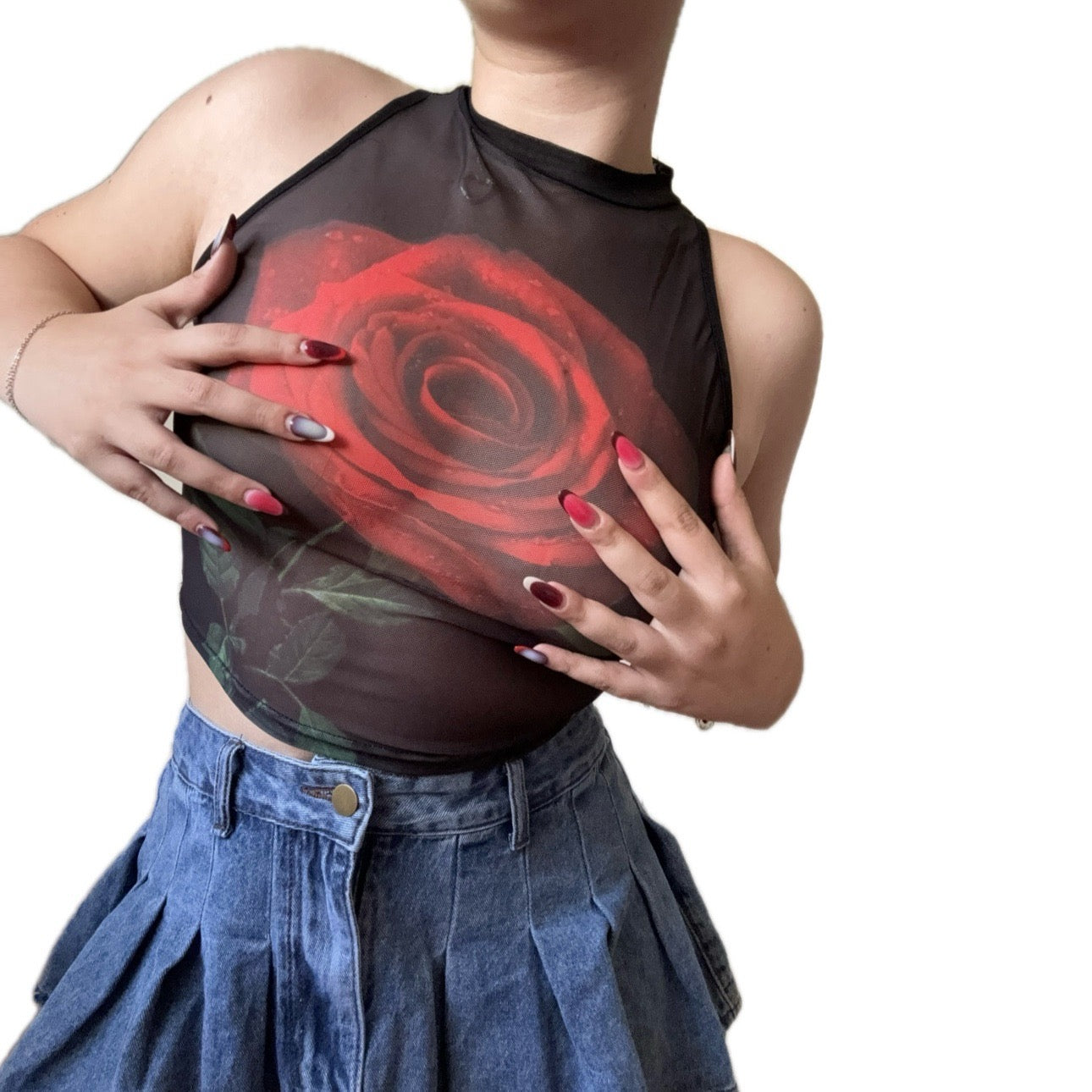 Rose Mesh Top