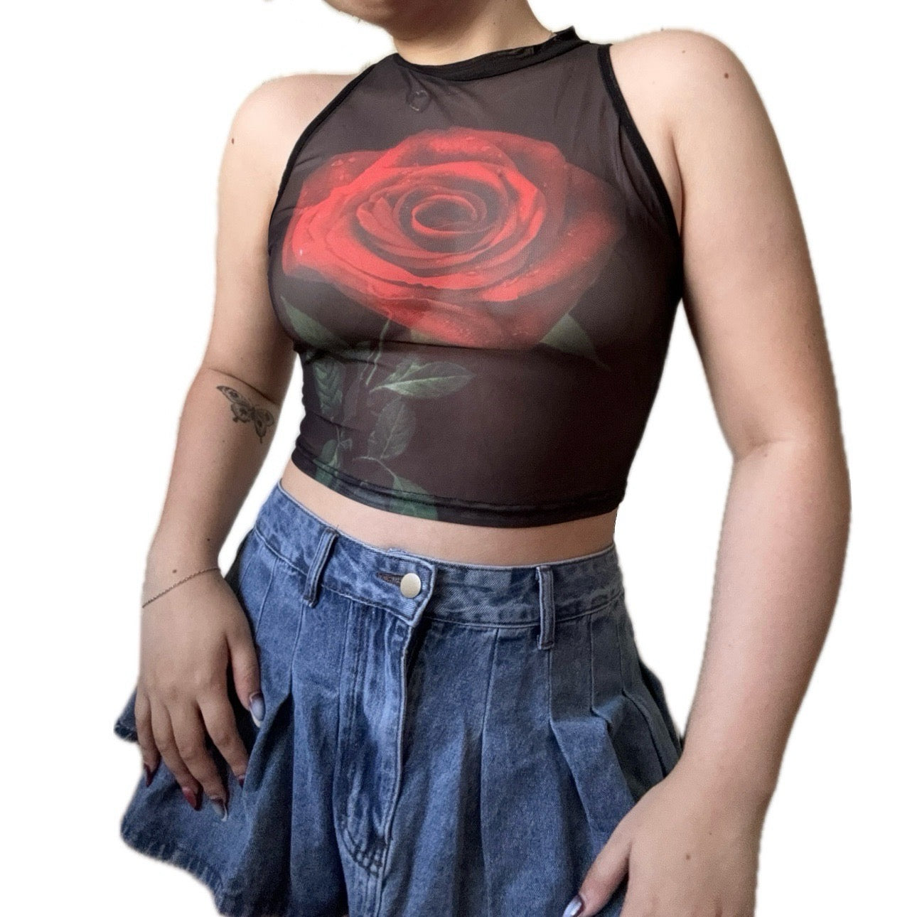 Rose Mesh Top