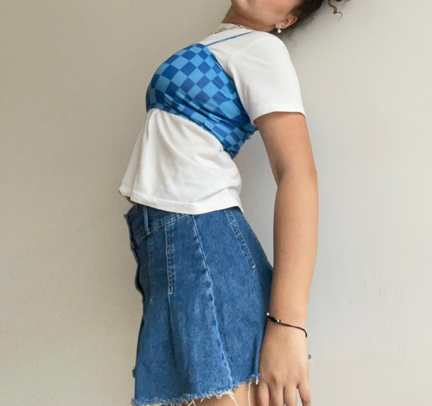 Checkered Blue Top