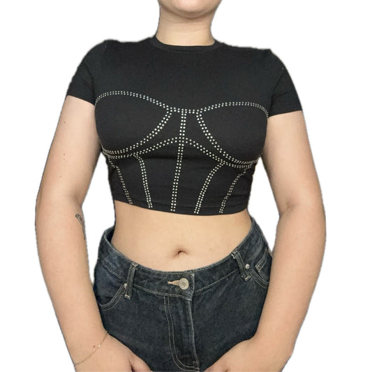 Rhinestones Boobies Top