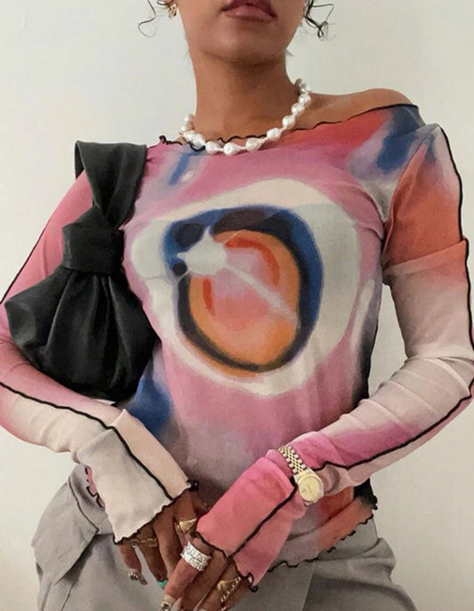 MESH Graphic Top