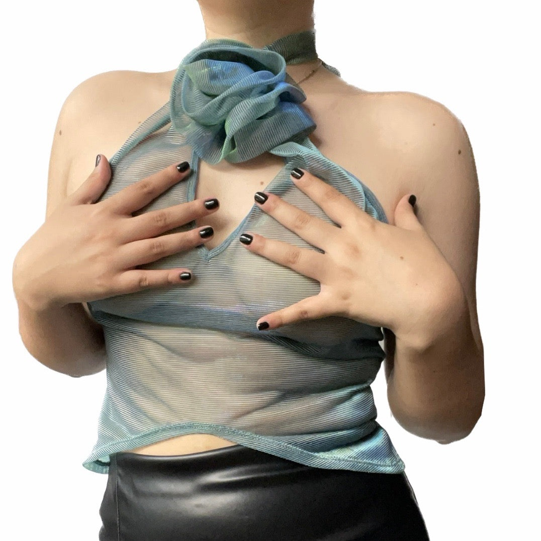 Mesh Teal Top