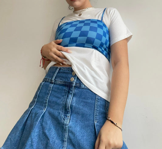 Checkered Blue Top